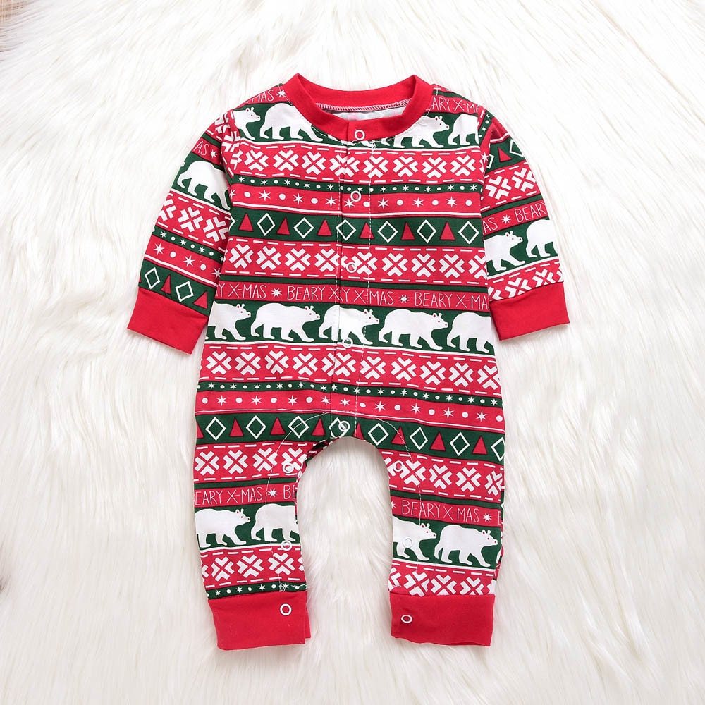 Infant Baby Boys Girls Christmas Santa XMAS Letter Plaid Romper