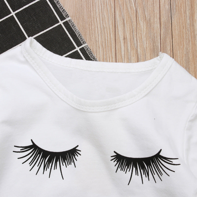 Set 6M-4Y  Kid Baby Girls Eyelash Tops T-shirt Pants Leggings Outfits Set Clothes