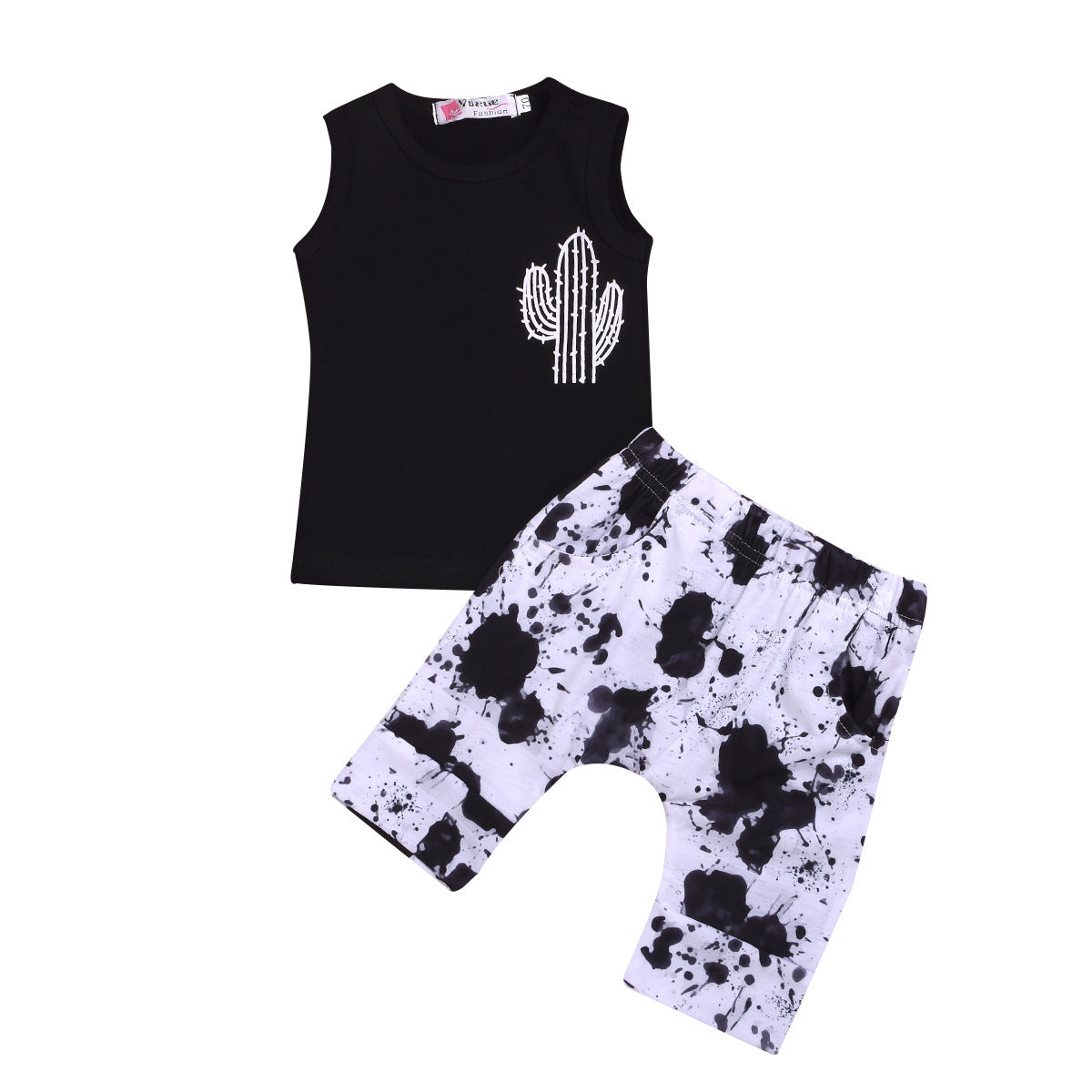 2pcs Newborn Baby Boy Cactus Print Tank Tops Vest Shorts