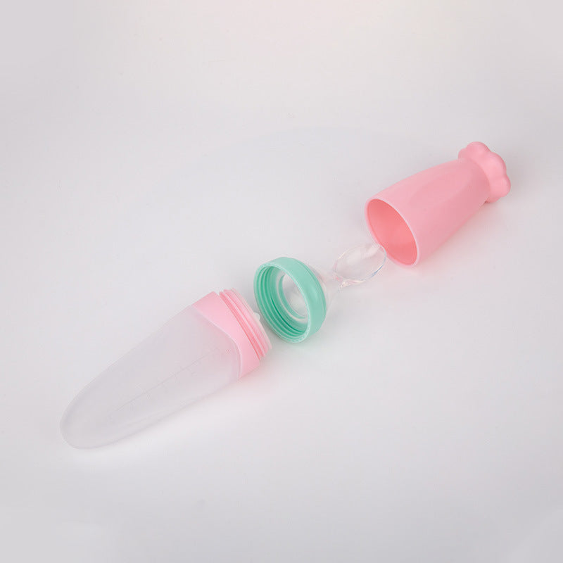 Baby Silicone Rice Cereal Spoon Milk Bottle Squeeze Feeding Spoon