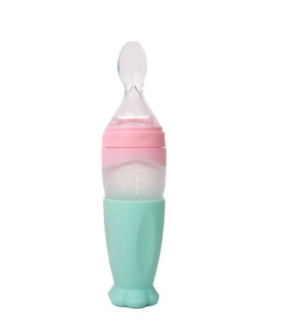 Baby Silicone Rice Cereal Spoon Milk Bottle Squeeze Feeding Spoon