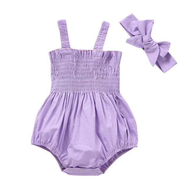 Infant Baby Girls 2Pcs Summer Outfits, Sleeveless Frill Smoc