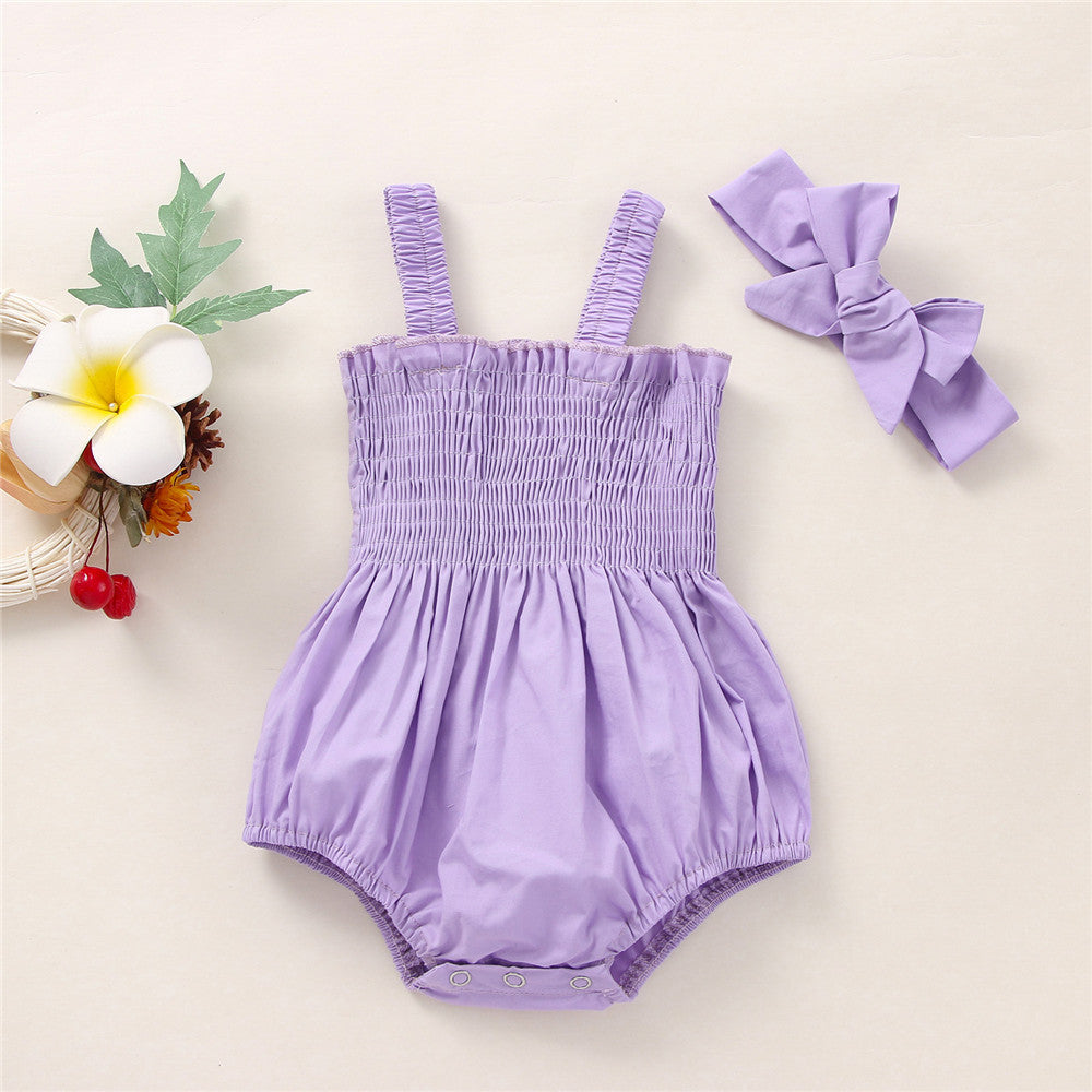 Infant Baby Girls 2Pcs Summer Outfits, Sleeveless Frill Smoc