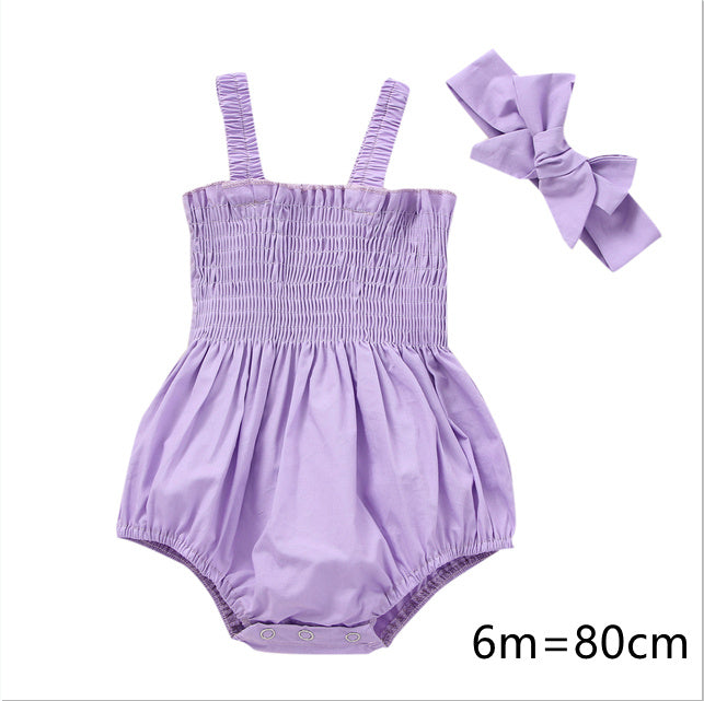 Infant Baby Girls 2Pcs Summer Outfits, Sleeveless Frill Smoc