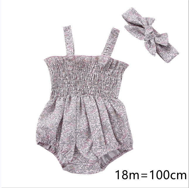 Infant Baby Girls 2Pcs Summer Outfits, Sleeveless Frill Smoc