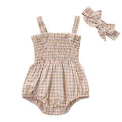 Infant Baby Girls 2Pcs Summer Outfits, Sleeveless Frill Smoc