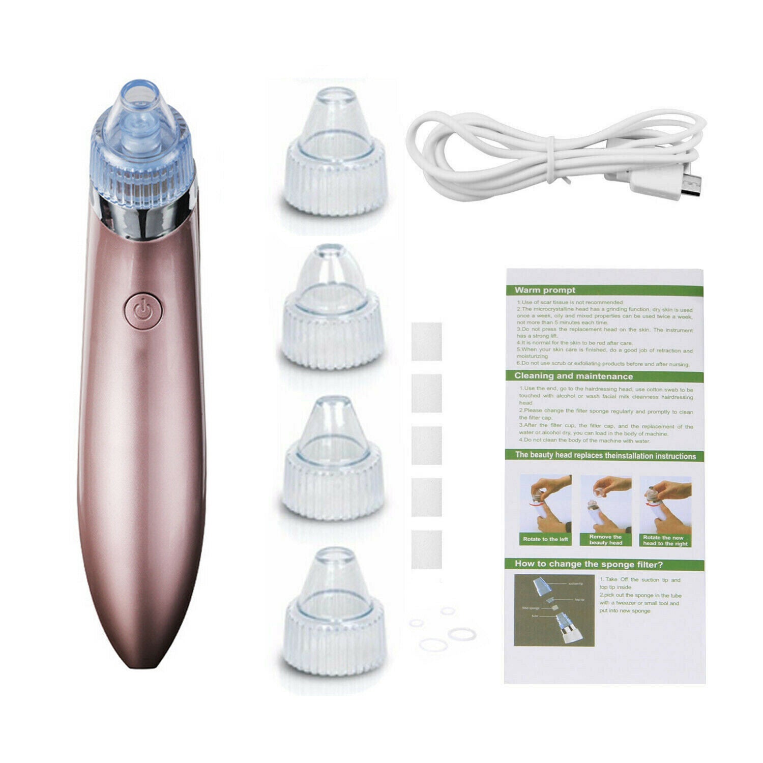 Electric Blackhead Vacuum Pore Cleaner Acne Pimple Remover Strong Suction Tool