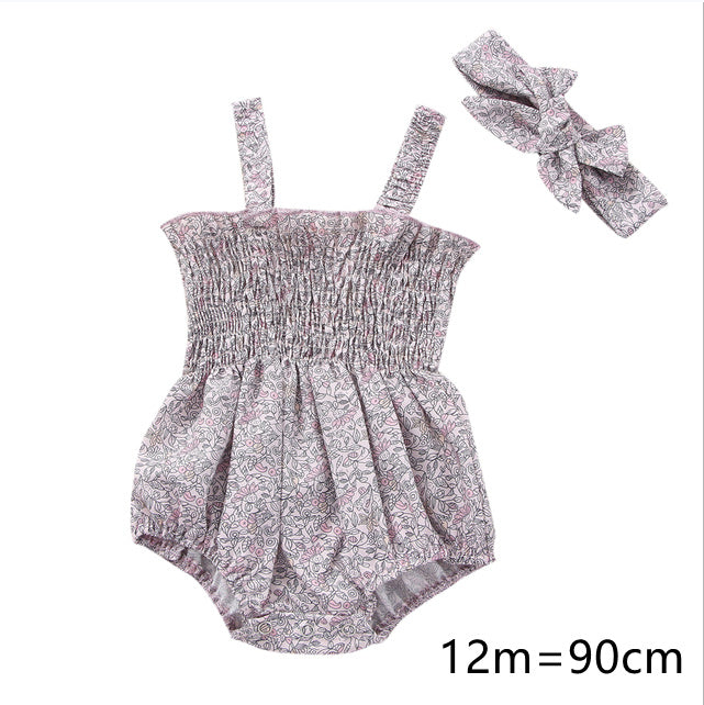 Infant Baby Girls 2Pcs Summer Outfits, Sleeveless Frill Smoc